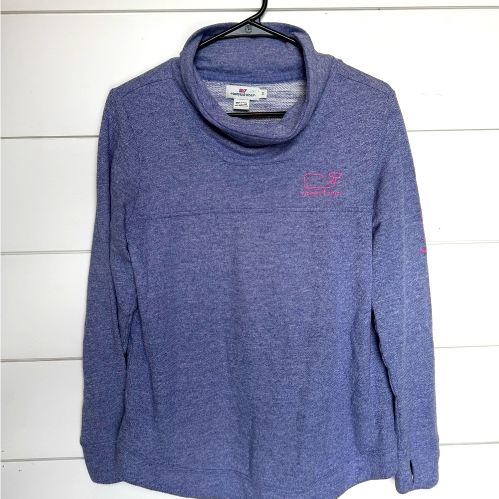 Vineyard Vines Size Small Cowl Neck Pullover Purple with Pink accents